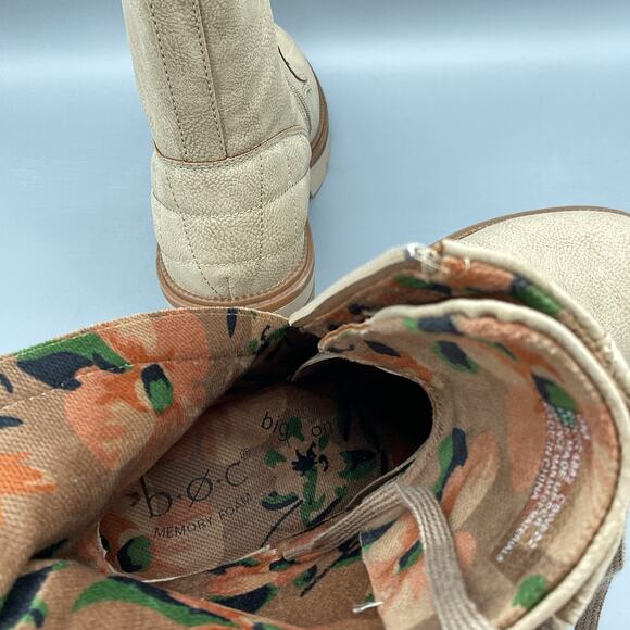 NEW B.O.C. Women’s Malika Inside Zip Lace Up Comfort Boots Off White Size 9M - Picture 6 of 10